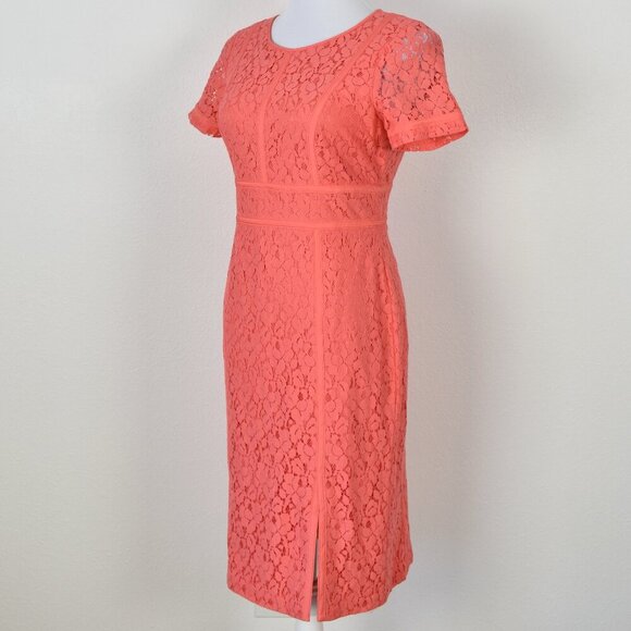Calvin Klein Coral Lace Sheath Dress - 8 - Picture 4 of 9